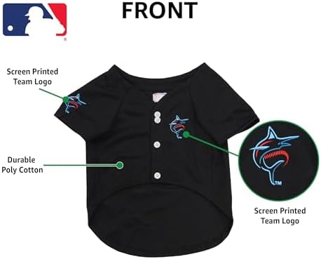 Official MLB Miami Marlins Pet Jersey for Dogs & Cats, Size Large - Stylish Baseball Jersey for Your Furry Fan- Show Off Team Spirit with The Perfect Fan Apparel Gear for Pet, Dog & Cat