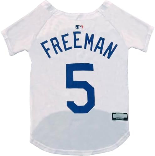 MLBPA Dog Jersey - Freddie Freeman, Frederick Charles Freeman #5 Pet Jersey - MLB LA Dodgers Mesh Cat Jersey, Small