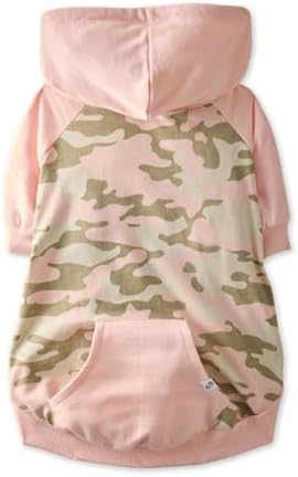 Pet Passion Rocky – The Original Lightweight Hooded Tee 100% Organic Cotton Dog Hoodie Pet Coat Sweater for All Sized Dogs, Pink Half Camo, Medium (20-45 lbs)