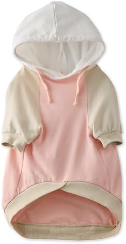 Pet Passion Rocky – The Original Lightweight Hooded Tee 100% Organic Cotton Dog Hoodie Pet Coat Sweater for All Sized Dogs, Pink Color Block, Large (40-60 lbs)