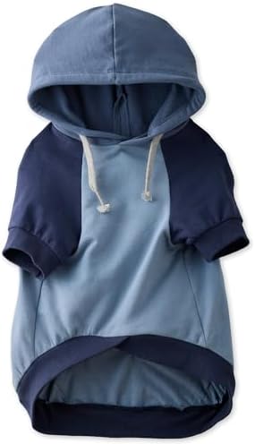 Pet Passion Rocky – The Original Lightweight Hooded Tee 100% Organic Cotton Dog Hoodie Pet Coat Sweater for All Sized Dogs, Original Navy Colorblock, X-Small (5-12 lbs)