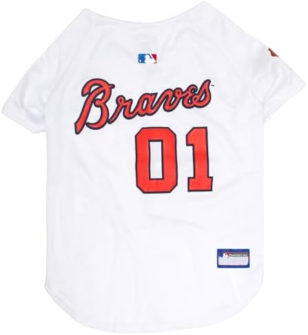 Official MLB Atlanta Braves Pet Jersey for Dogs & Cats, Size Small - Stylish Baseball Jersey for Your Furry Fan- Show Off Team Spirit with The Perfect Fan Apparel Gear for Pet, Dog & Cat