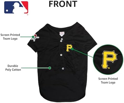 Official MLB Pittsburgh Pirates Pet Jersey for Dogs & Cats, Size Large - Stylish Baseball Jersey for Your Furry Fan- Show Off Team Spirit with The Perfect Fan Apparel Gear for Pet, Dog & Cat