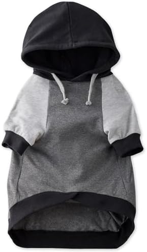 Pet Passion Rocky – The Original Lightweight Hooded Tee 100% Organic Cotton Dog Hoodie Pet Coat Sweater for All Sized Dogs, Original Black Color Block, XXX-Small (up to 5lbs)