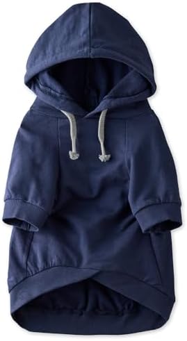 Pet Passion Rocky – The Original Lightweight Hooded Tee 100% Organic Cotton Dog Hoodie Pet Coat Sweater for All Sized Dogs, Navy, Large (40-60 lbs)