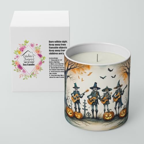 Caroline's Treasures DAC2261CDL Mariachi Skeleton Band Spooky Halloween Decorative Soy Candle Nature Soy Wax Essential Oil Home Decor Ideal for Bedroom Kitchen Bath Office Gift, 10 oz