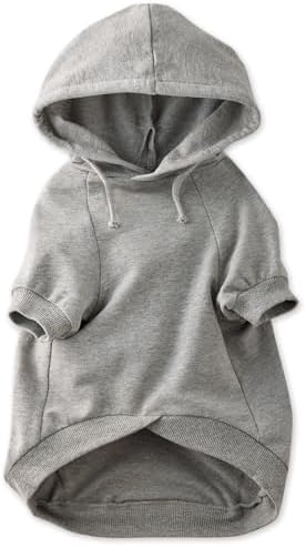 Pet Passion Rocky – The Original Lightweight Hooded Tee 100% Organic Cotton Dog Hoodie Pet Coat Sweater for All Sized Dogs, Heather Grey, X-Small (5-12 lbs)