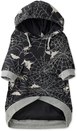 Pet Passion Rocky – The Orginal Lightweight Hooded Tee 100% Organic Cotton Dog Hoodie Pet Coat Sweater for Small, Medium, Large Dogs, Batty Black, XXX-Small