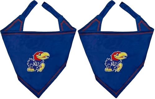 Pets First NCAA Kansas Jayhawks TIE Bandana, Size Small/Medium. Dog Bandana Scarf Bib for Pet Cat Dog. The Ultimate Game-Day, Party Bandana (Pack of 2)