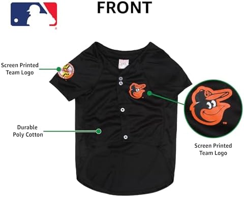 Official MLB Baltimore Orioles Pet Jersey for Dogs & Cats, Size Small - Stylish Baseball Jersey for Your Furry Fan- Show Off Team Spirit with The Perfect Fan Apparel Gear for Pet, Dog & Cat