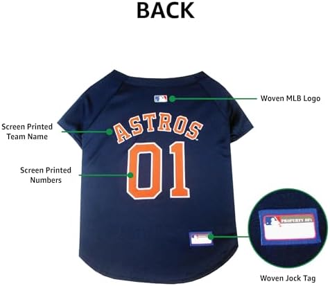 Official MLB Houston Astros Pet Jersey for Dogs & Cats, Size Medium - Stylish Baseball Jersey for Your Furry Fan- Show Off Team Spirit with The Perfect Fan Apparel Gear for Pet, Dog & Cat