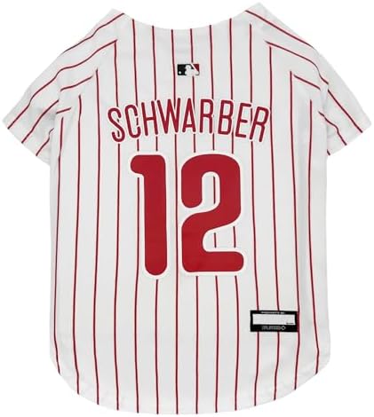 Pets First MLBPA Kyle Schwarber Player Jersey #12 Pet Jersey - MLB Philadelphia Phillies Mesh Players, Size Medium