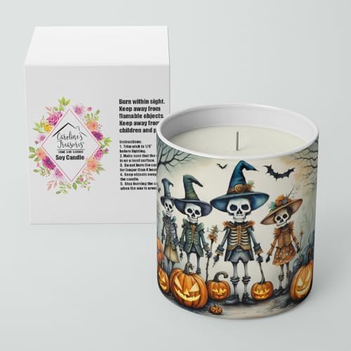 Caroline's Treasures DAC2226CDL Calacas Skeletons Spooky Halloween Decorative Soy Candle Nature Soy Wax Essential Oil Home Decor Ideal for Bedroom Kitchen Bath Office Gift, 10 oz