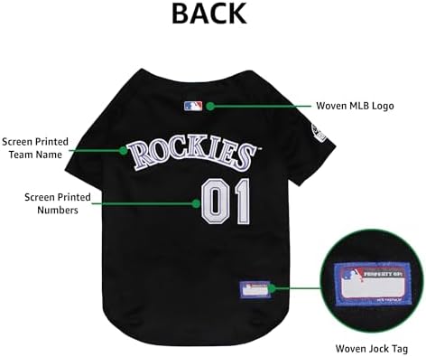 Official MLB Colorado Rockies Pet Jersey for Dogs & Cats, Size Medium - Stylish Baseball Jersey for Your Furry Fan- Show Off Team Spirit with The Perfect Fan Apparel Gear for Pet, Dog & Cat