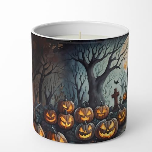 Caroline's Treasures DAC2215CDL Graveyard Spooky Halloween Decorative Soy Candle Nature Soy Wax Essential Oil Home Decor Ideal for Bedroom Kitchen Bath Office Gift, 10 oz