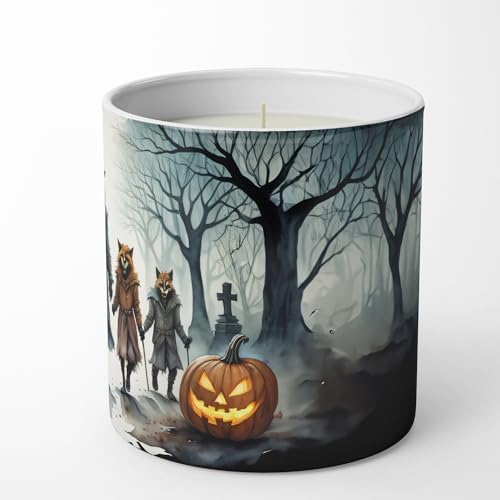 Caroline's Treasures DAC2280CDL Werewolves Spooky Halloween Decorative Soy Candle Nature Soy Wax Essential Oil Home Decor Ideal for Bedroom Kitchen Bath Office Gift, 10 oz