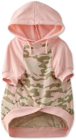 Pet Passion Rocky – The Original Lightweight Hooded Tee 100% Organic Cotton Dog Hoodie Pet Coat Sweater for All Sized Dogs, Pink Half Camo, Small (10-25 lbs)