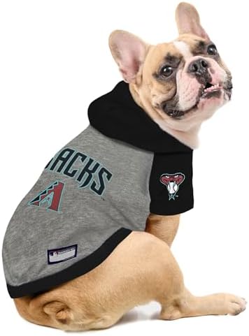 MLB Hoodie Shirt for Dogs & Cats - Arizona Diamondbacks Dog Hooded T-Shirt, Large. - MLB Team Color Hoody Vest for Baseball Fans