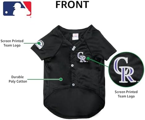 Official MLB Colorado Rockies Pet Jersey for Dogs & Cats, Size X-Large - Stylish Baseball Jersey for Your Furry Fan- Show Off Team Spirit with The Perfect Fan Apparel Gear for Pet, Dog & Cat