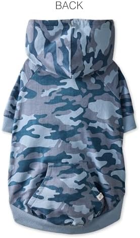 Pet Passion Rocky – The Original Lightweight Hooded Tee 100% Organic Cotton Dog Hoodie Pet Coat Sweater for All Sized Dogs, Navy Camo, XX-Small (4-7 lbs)