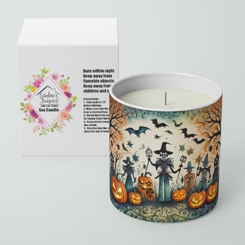 Caroline's Treasures DAC2266CDL Papel Picado Skeletons Spooky Halloween Decorative Soy Candle Nature Soy Wax Essential Oil Home Decor Ideal for Bedroom Kitchen Bath Office Gift, 10 oz