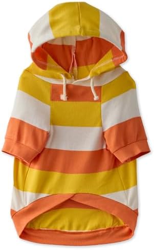 Pet Passion Rocky – The Original Lightweight Hooded Tee 100% Organic Cotton Dog Hoodie Pet Coat Sweater for All Sized Dogs, Candy Corn, Large (40-60 lbs)