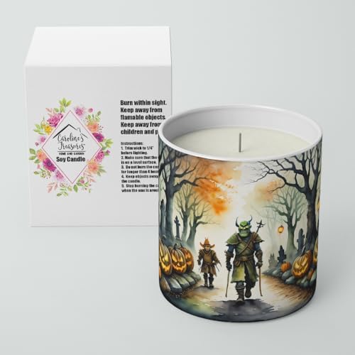 Caroline's Treasures DAC2263CDL Orcs Spooky Halloween Decorative Soy Candle Nature Soy Wax Essential Oil Home Decor Ideal for Bedroom Kitchen Bath Office Gift, 10 oz