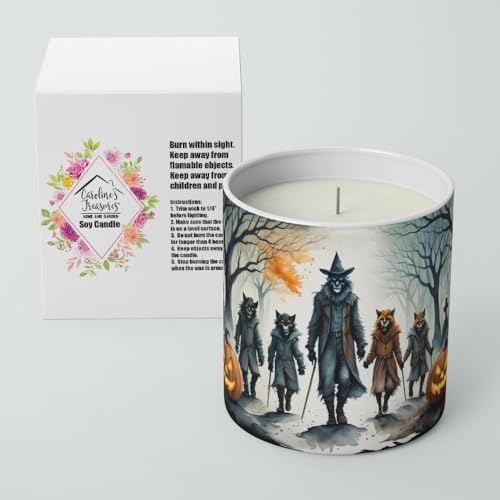 Caroline's Treasures DAC2280CDL Werewolves Spooky Halloween Decorative Soy Candle Nature Soy Wax Essential Oil Home Decor Ideal for Bedroom Kitchen Bath Office Gift, 10 oz