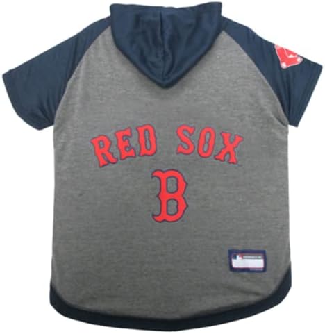 MLB Hoodie Shirt for Dogs & Cats - Boston Red Sox Dog Hooded T-Shirt, Medium. - MLB Team Color Hoody Vest for Baseball Fans