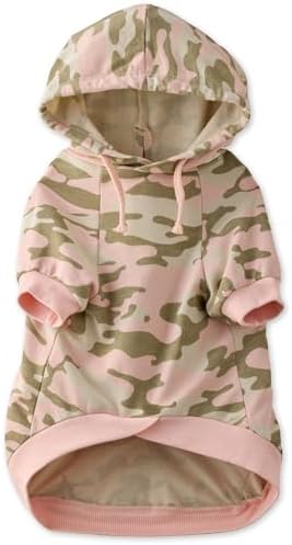 Pet Passion Rocky – The Original Lightweight Hooded Tee 100% Organic Cotton Dog Hoodie Pet Coat Sweater for All Sized Dogs, Pink Camo, Medium (20-45 lbs)