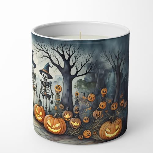 Caroline's Treasures DAC2228CDL Calacas Skeletons Spooky Halloween Decorative Soy Candle Nature Soy Wax Essential Oil Home Decor Ideal for Bedroom Kitchen Bath Office Gift, 10 oz