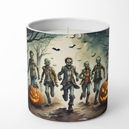 Caroline's Treasures DAC2289CDL Zombies Spooky Halloween Decorative Soy Candle Nature Soy Wax Essential Oil Home Decor Ideal for Bedroom Kitchen Bath Office Gift, 10 oz