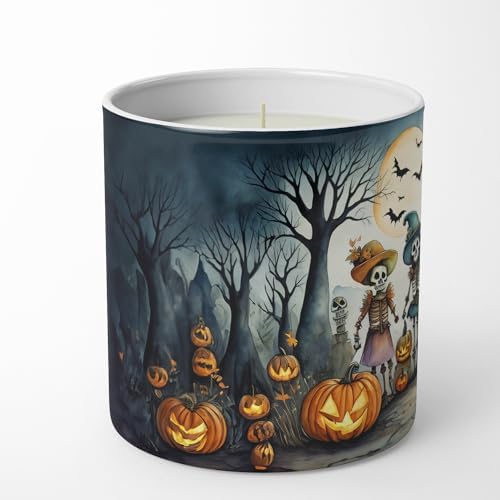 Caroline's Treasures DAC2228CDL Calacas Skeletons Spooky Halloween Decorative Soy Candle Nature Soy Wax Essential Oil Home Decor Ideal for Bedroom Kitchen Bath Office Gift, 10 oz