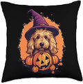 Goldendoodle Halloween Cute and Spooky Doodle Dog Throw Pillow