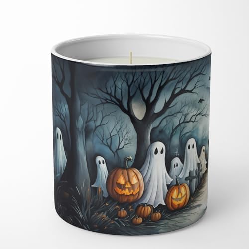 Caroline's Treasures DAC2273CDL Ghosts Spooky Halloween Decorative Soy Candle Nature Soy Wax Essential Oil Home Decor Ideal for Bedroom Kitchen Bath Office Gift, 10 oz