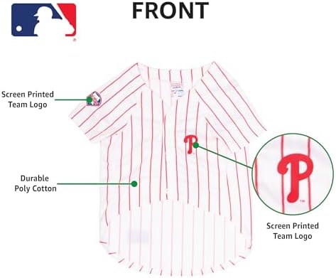 Official MLB Philapelphia Phillies Pet Jersey for Dogs & Cats, Size XX-Large - Stylish Baseball Jersey for Your Furry Fan- Show Off Team Spirit with The Perfect Fan Apparel Gear for Pet, Dog & Cat