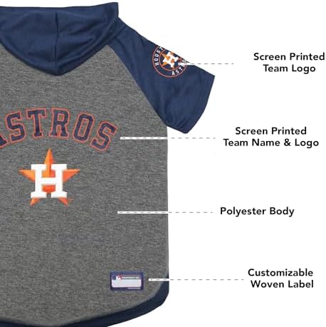 Pets First MLB Hoodie for Dogs & Cats - Houston Astros Dog Hooded T-Shirt, Medium. - MLB Team Color Hoody (AST-4044-MD)