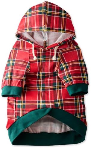 Pet Passion Rocky – The Original Lightweight Hooded Tee 100% Organic Cotton Dog Hoodie Pet Coat Sweater for All Sized Dogs, Royal Stewart Plaid, Small (10-25 lbs)