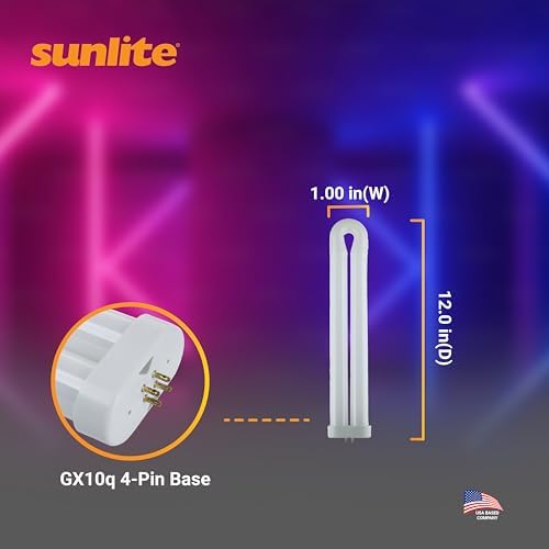 SUNLITE 40487-SU FUL40T8 Fluorescent Black Light Bulbs, 40 Watts, GX10q 4-Pin Base, UV Light, 365nm Color Wavelength, 5,000 Hour Life Span, Perfect for Bug Zappers, Clubs, Restaurants, Bars, 1 piece