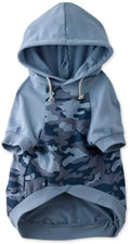 Pet Passion Rocky – The Original Lightweight Hooded Tee 100% Organic Cotton Dog Hoodie Pet Coat Sweater for All Sized Dogs, Navy Half Camo, Large (40-60 lbs)