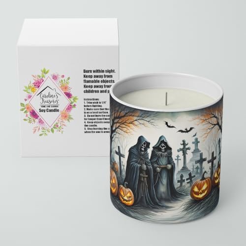 Caroline's Treasures DAC2275CDL The Grim Reaper Spooky Halloween Decorative Soy Candle Nature Soy Wax Essential Oil Home Decor Ideal for Bedroom Kitchen Bath Office Gift, 10 oz