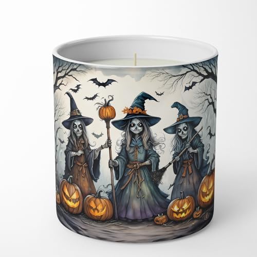 Caroline's Treasures DAC2291CDL Witches Spooky Halloween Decorative Soy Candle Nature Soy Wax Essential Oil Home Decor Ideal for Bedroom Kitchen Bath Office Gift, 10 oz