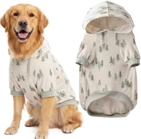 Pet Passion Rocky – The Orginal Lightweight Hooded Tee 100% Organic Cotton Dog Hoodie Pet Coat Sweater for Small, Medium, Large Dogs, Winters Pine, Medium