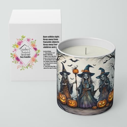 Caroline's Treasures DAC2291CDL Witches Spooky Halloween Decorative Soy Candle Nature Soy Wax Essential Oil Home Decor Ideal for Bedroom Kitchen Bath Office Gift, 10 oz