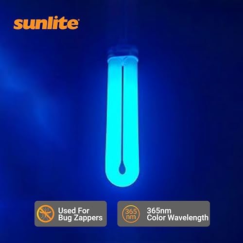 SUNLITE 40487-SU FUL40T8 Fluorescent Black Light Bulbs, 40 Watts, GX10q 4-Pin Base, UV Light, 365nm Color Wavelength, 5,000 Hour Life Span, Perfect for Bug Zappers, Clubs, Restaurants, Bars, 1 piece