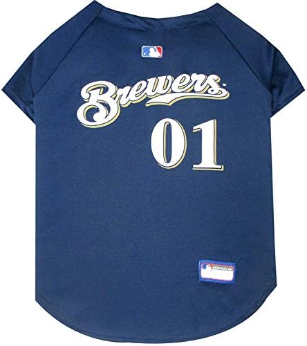 Official MLB Milwaukee Brewers Pet Jersey for Dogs & Cats, Size Medium - Stylish Baseball Jersey for Your Furry Fan- Show Off Team Spirit with The Perfect Fan Apparel Gear for Pet, Dog & Cat
