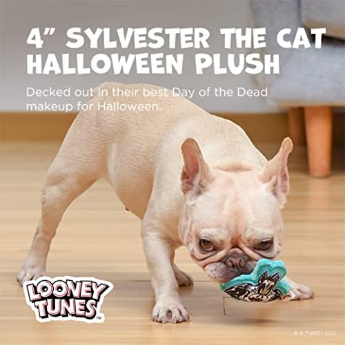 Looney Tunes Halloween Sylvester Cat Plush Dog Toy, 4 Inch