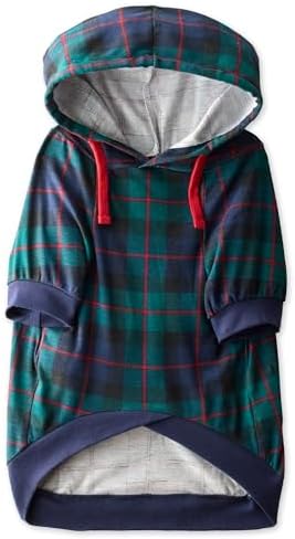 Pet Passion Rocky – The Original Lightweight Hooded Tee 100% Organic Cotton Dog Hoodie Pet Coat Sweater for All Sized Dogs, Black Watch Plaid, XX-Small (4-7 lbs)