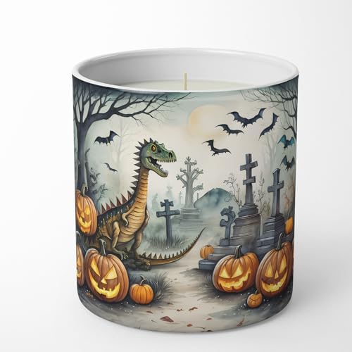 Caroline's Treasures DAC2239CDL Dinosaurs Spooky Halloween Decorative Soy Candle Nature Soy Wax Essential Oil Home Decor Ideal for Bedroom Kitchen Bath Office Gift, 10 oz