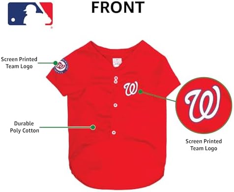 Official MLB Washington Nationals Pet Jersey for Dogs & Cats, Size Medium - Stylish Baseball Jersey for Your Furry Fan- Show Off Team Spirit with The Perfect Fan Apparel Gear for Pet, Dog & Cat